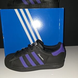 ✨ Adidas Superstar Black Purple Stripes Women's 7.5